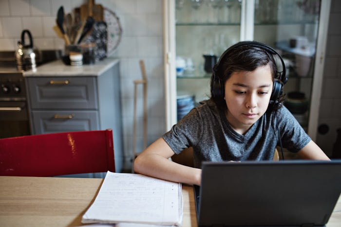 Child remote-learning from home 