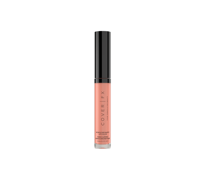 Monochromatic Lip Color in Soft Peach