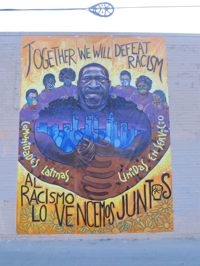 "Together We Will Defeat Racism" mural from Minneapolis