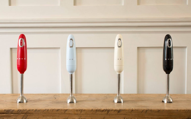 Lineup of Smeg immersion blenders