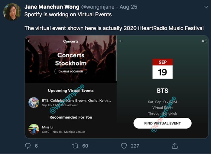 Spotify Virtual Events leak Twitter