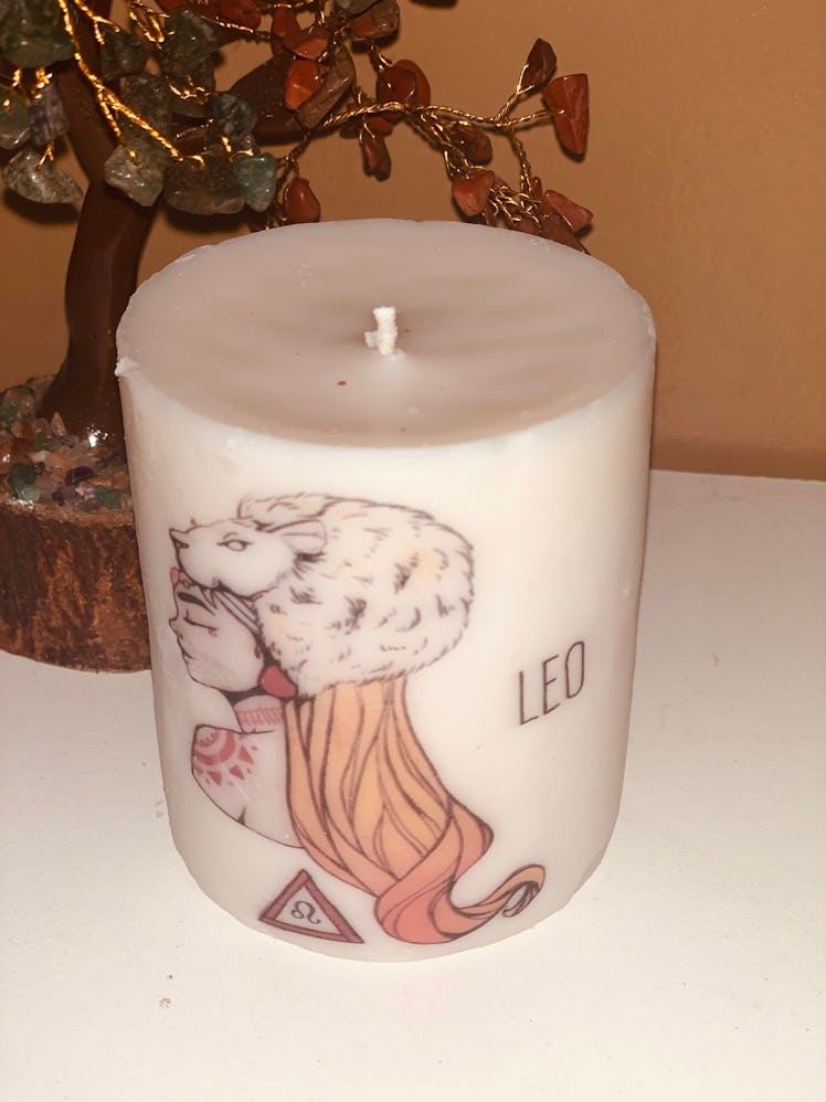 Leo Zodiac Short Pillar Candle