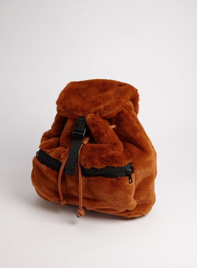 Brown Faux Fur Backpack