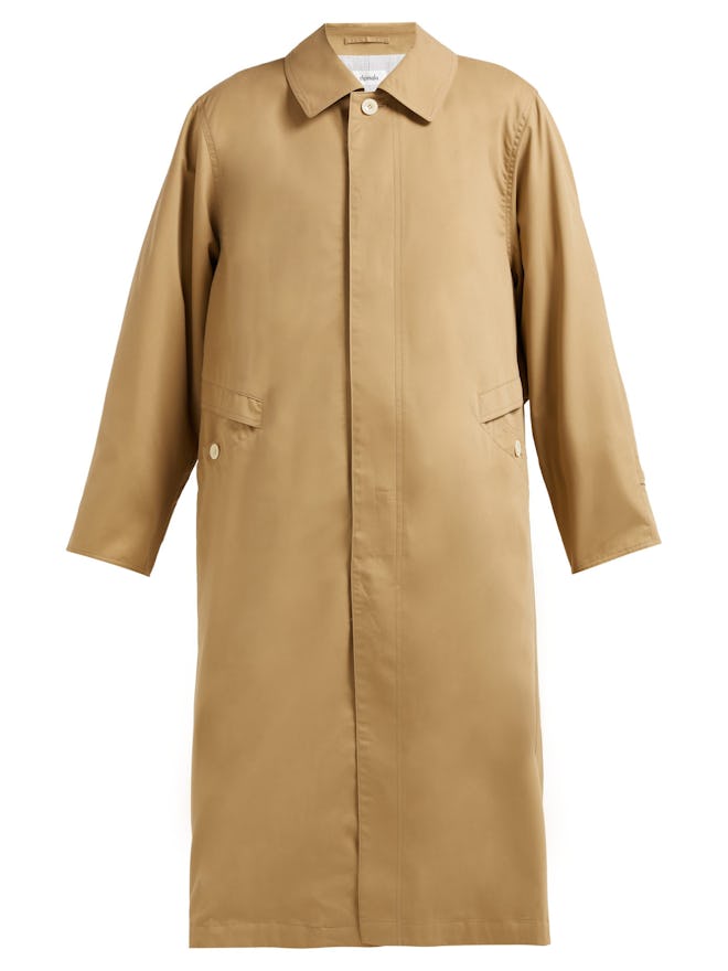 Peach single-breasted cotton-twill trench coat