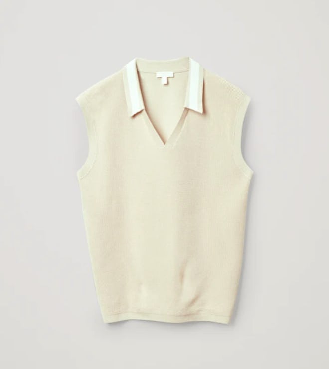 Organic Cotton Contrast Collar Sweater Vest