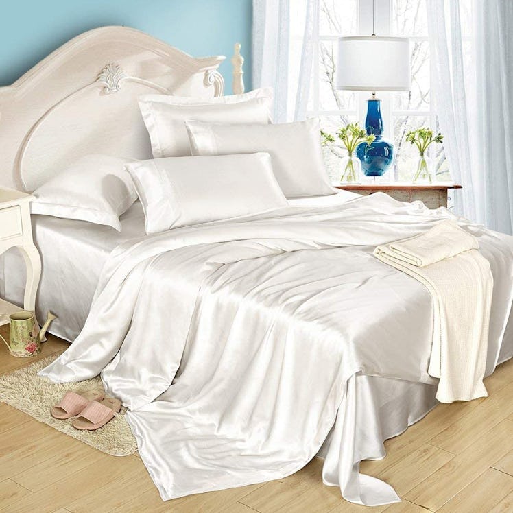 LilySilk 4Pcs Silk Bed Sheets