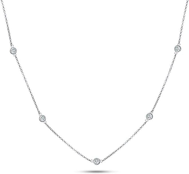  Metal Factory Round Cut Cubic Zirconia Chain Necklace