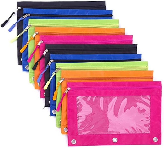 Binder Pencil Pouch with Zipper Pulls 10-Pack