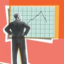 Man standing in front of a chart.