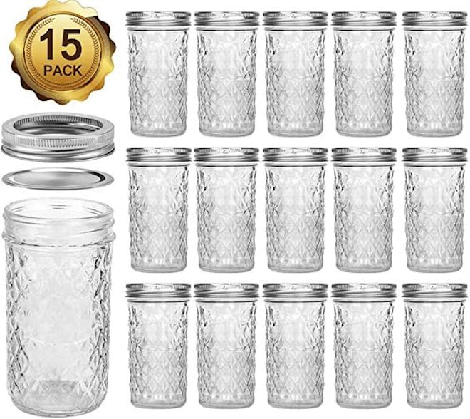 Mason Jars 12 OZ, VERONES Canning Jars Jelly Jars With Regular Lids