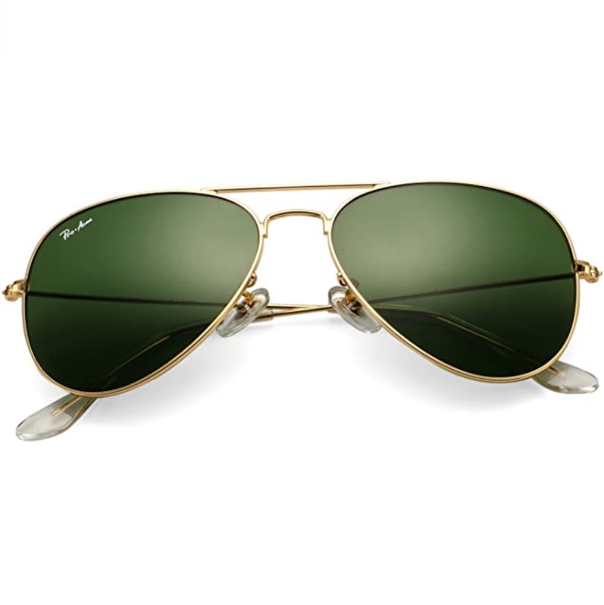 The 6 Best Scratch Resistant Sunglasses   214d8341 7820 43b9 9de8 9c473a6b52f9 Screenshot 2020 08 27 Amazon Com Pro Acme Classic Aviator Sunglasses For Men Women 100 Real Glass Lens Gold G15 Green Cl 