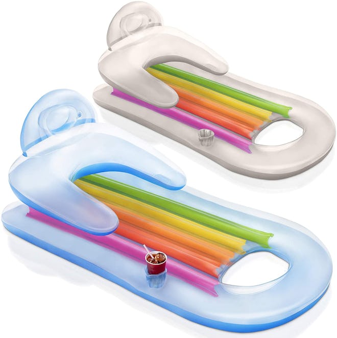 SEWANTA King Kool Inflatable Loungers With Headrest & Cup Holder (Set of 2)