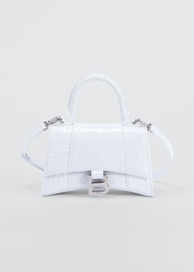 Hour XS Crocodile-Embossed Top-Handle Bag