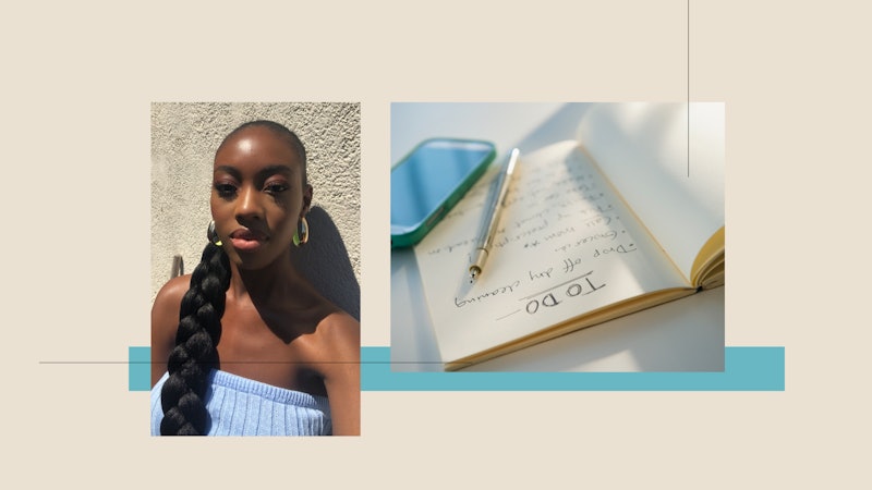 A collage photo of journalist Habiba Katsha and her journal with TO DO list.