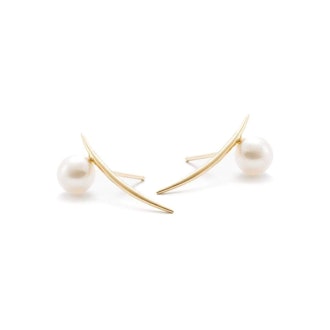 White/Space Pearl Arc Earrings