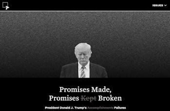 keepamericagreat.com lists promises Trump has failed to follow through on.