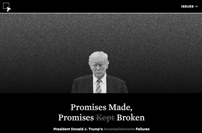 keepamericagreat.com lists promises Trump has failed to follow through on.