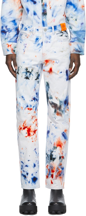 S.R. Studio. LA. CA. White SOTO Hand-Dyed Jeans