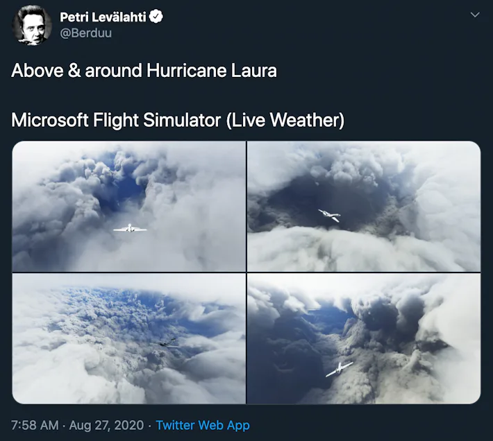 You can fly through a virtual Hurricane Laura in Microsoft Flight Simulator