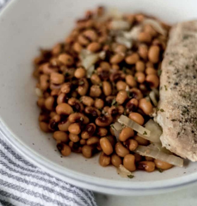 black-eyed peas and pork chop can be made in the slow-cooker on school nights 