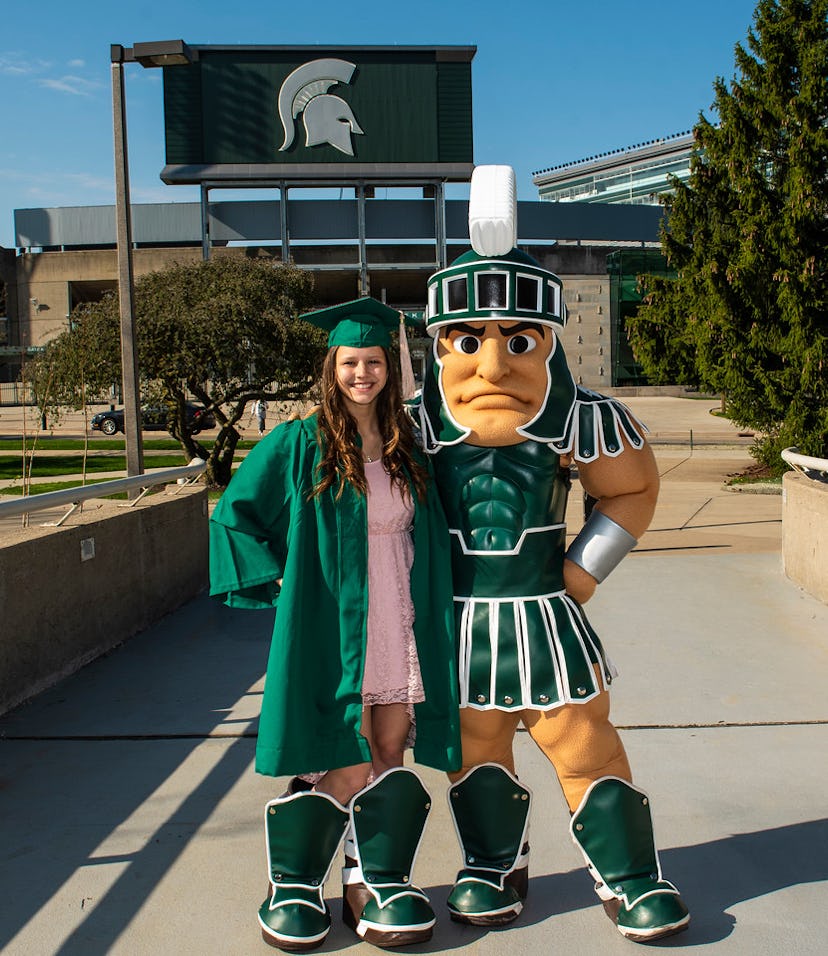 Nicole Niemiec and Michigan State's mascot, Sparty