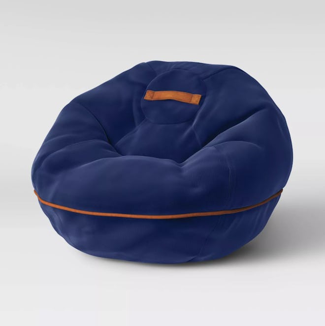 Bean Bag Chair with Suede Piping Navy