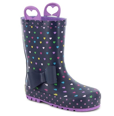 Western Chief Girls' Waterproof Printed Rain Boot with Easy Pull on Handles
