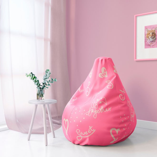 Pink Bean Bag Chair w/ filling, TinyMindsArt 