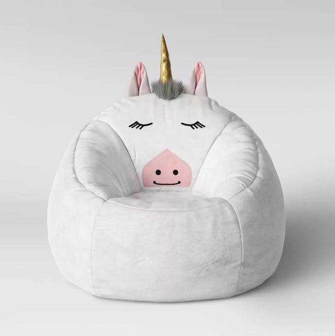 Character Bean Bag Pouf White Unicorn
