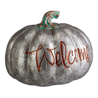 Way to Celebrate Silver Pumpkin Table Top Decoration, 8.5" 