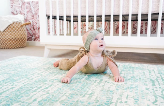 Baby tummy time on modern baby play mat from famokids