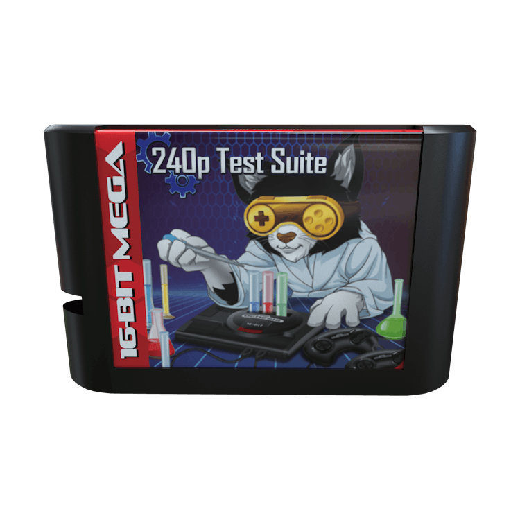 A 240p Test Suite cartridge for the Sega Genesis.