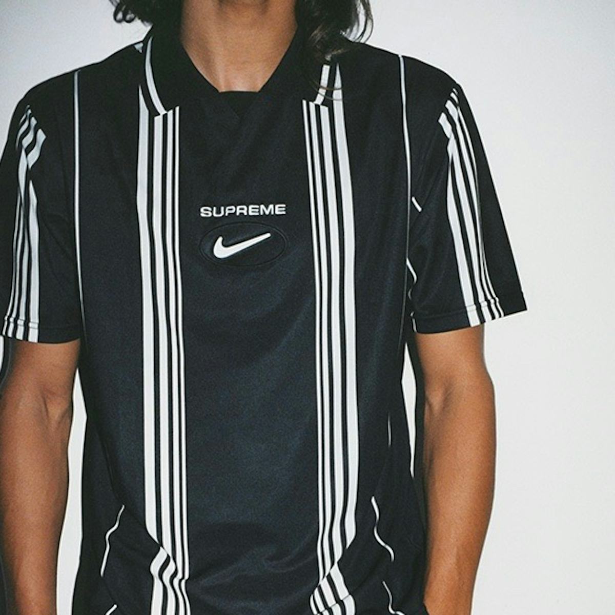 Supreme and Nike link on retro soccer jersey, reversible windbreaker Supreme and Nike link on retro soccer jersey, reversible windbreaker