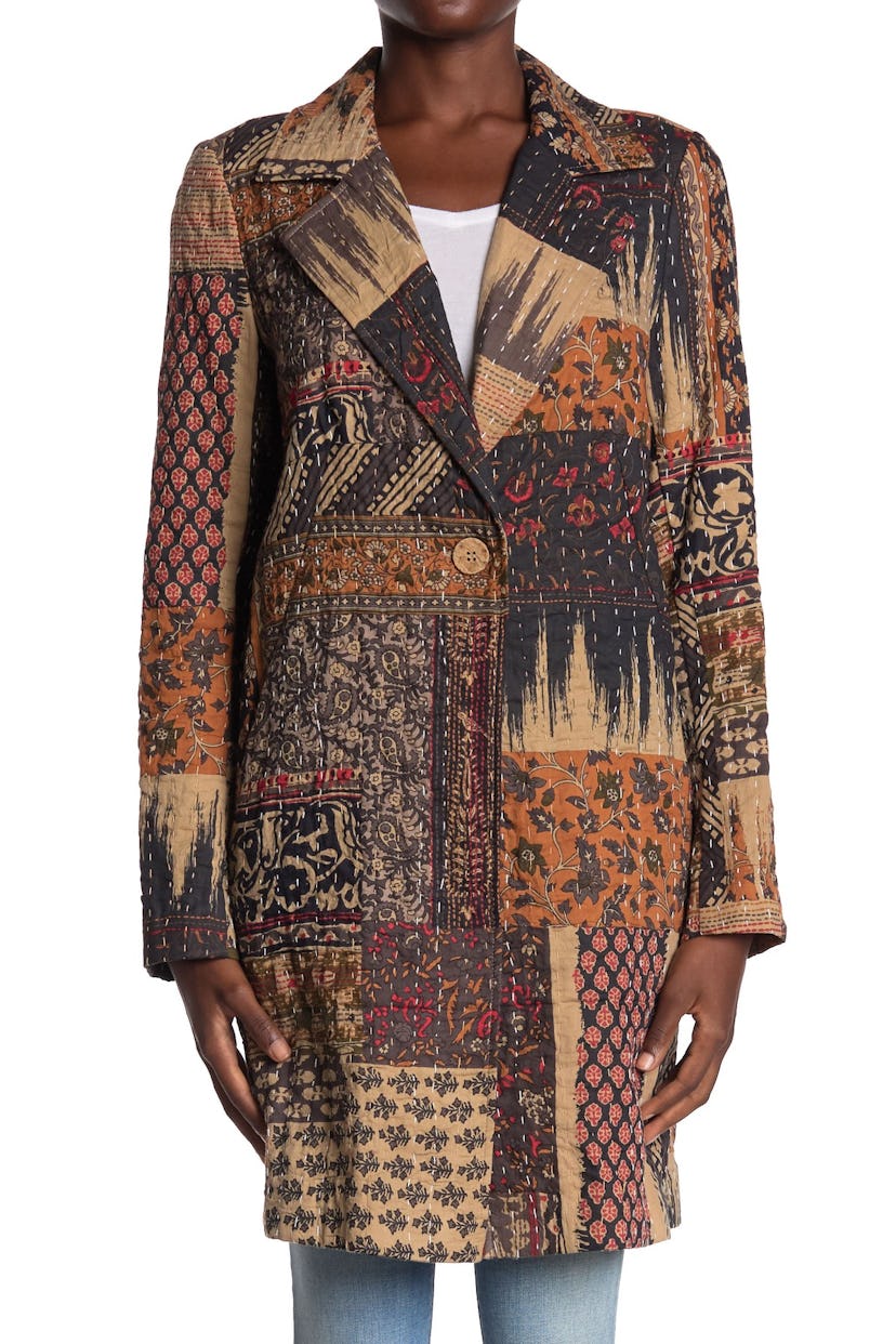Patchwork Printed Topper Coat
