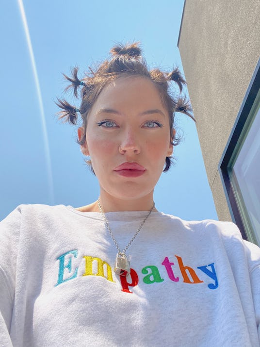 British singer and songwriter Sarah Grace McLaughlin better known as Bishop Briggs wearing a white l...