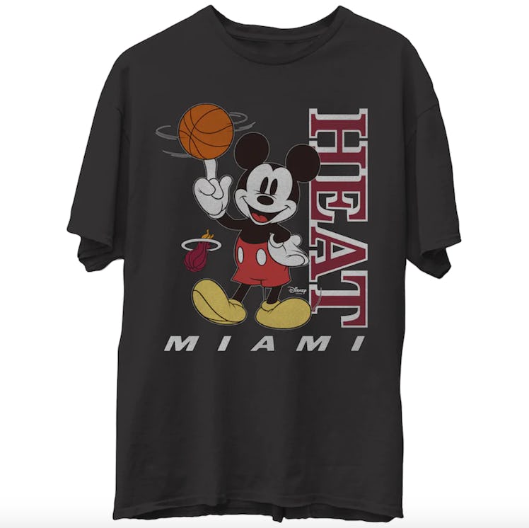 Men's Miami Heat Junk Food Black Disney Vintage Mickey Baller T-Shirt