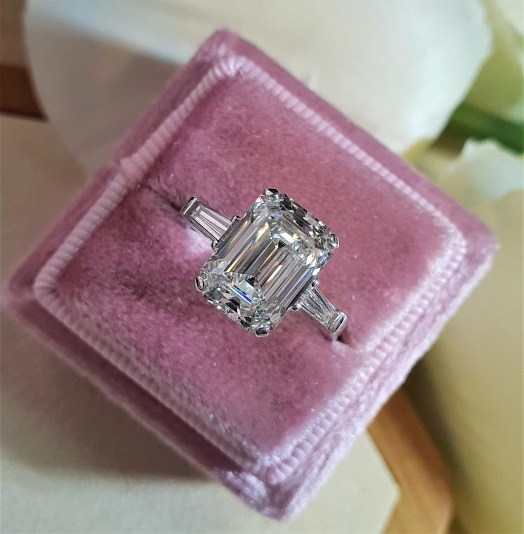 Emerald Cut Lab-Created Diamond Engagement Ring