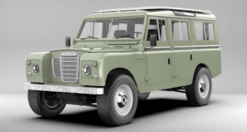A three-quarter view of a Zero Labs electric Land Rover