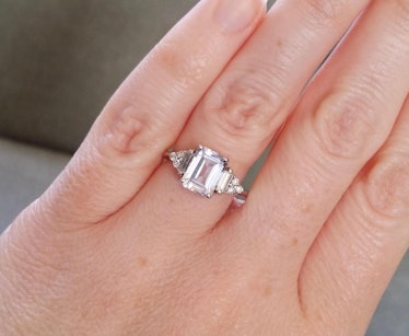 "The Margo" Antique White Sapphire Diamond Engagement Ring