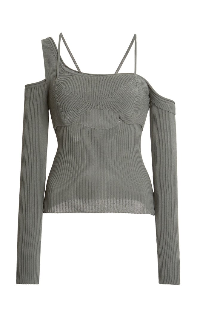 Figuerolles Cold-Shoulder Stretch-Knit Top