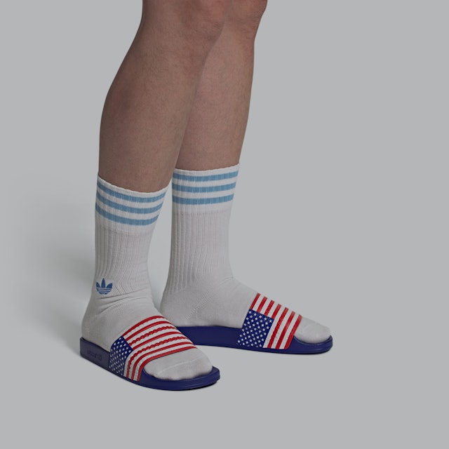 animal Vendedor Semejanza Adidas' 'USA' sandals are a perfect match for your MAGA hat