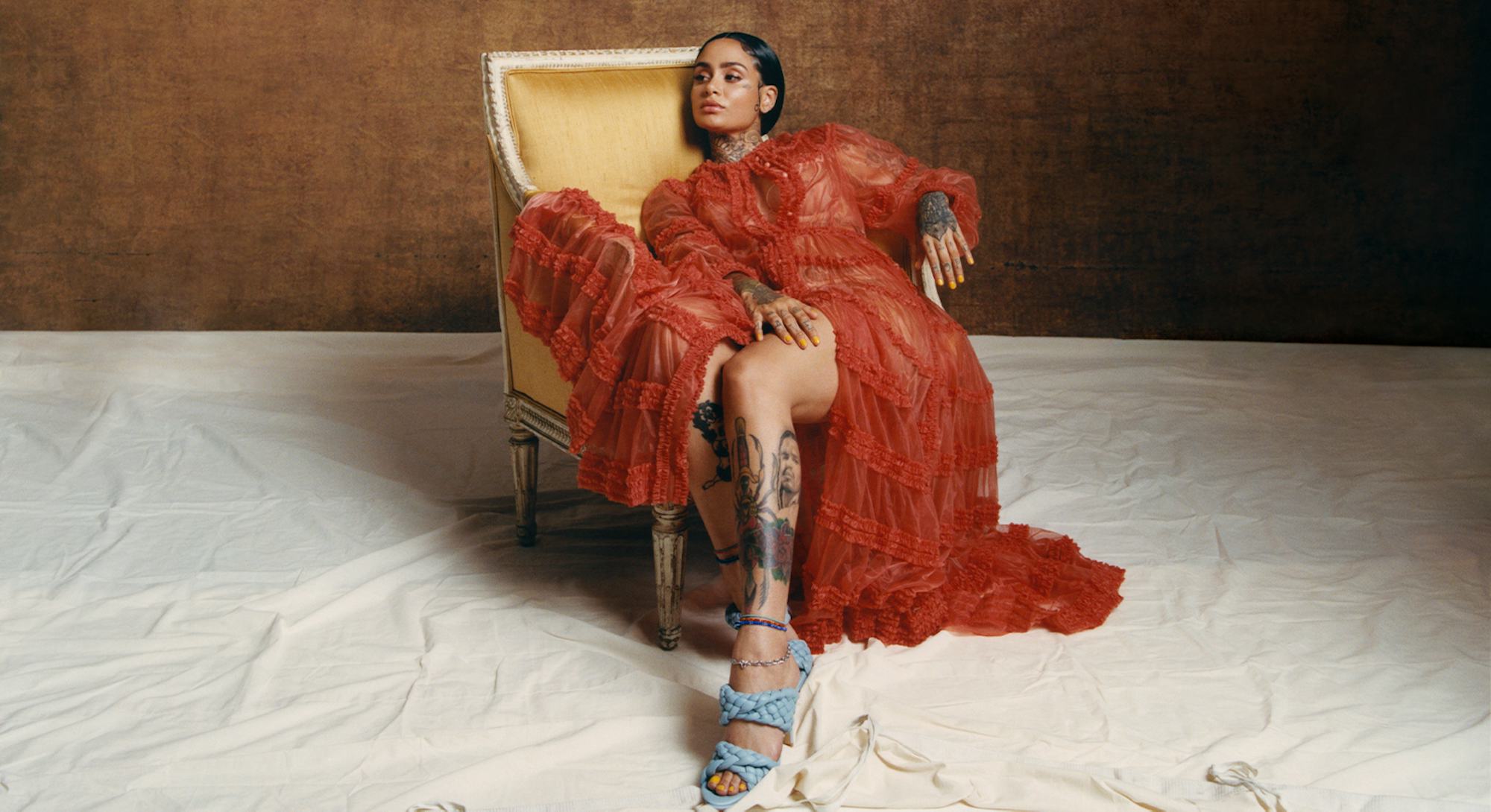 Kehlani wearing a sheer pre-fall 2020 gown