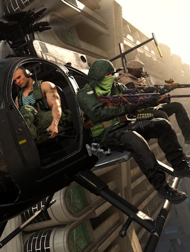Two men shooting from a helicopter in Call of Duty: Warzone season 5