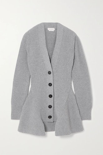Asymmetric Ribbed Wool And Cashmere-Blend Cardigan