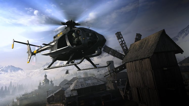A helicopter during flight in Call of Duty: Warzone season 5