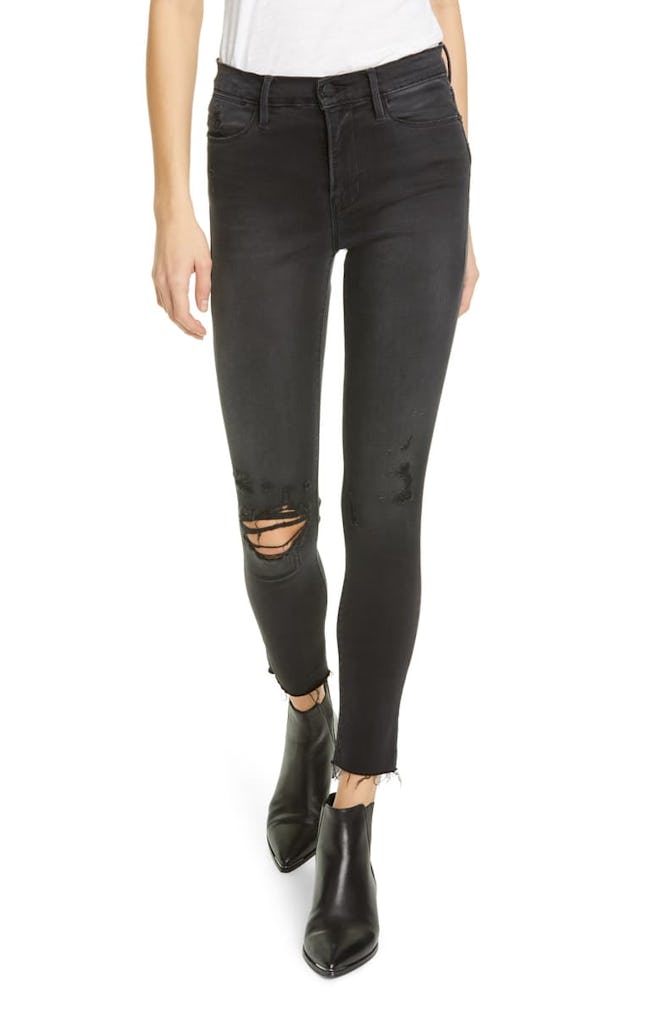 Le High Ripped Raw Hem Crop Skinny Jeans