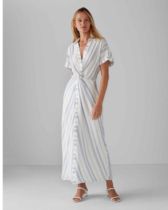 Striped Twist Front Maxi Dress 