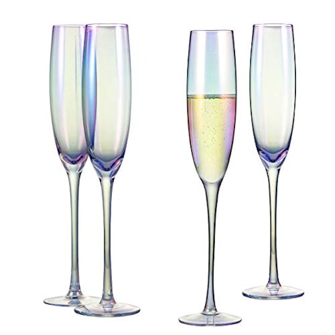  Iridescent Champagne Flutes (Set of 4)