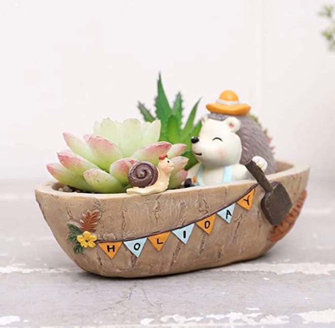 Cute Forest Hedgehog Holiday Succulent Pots