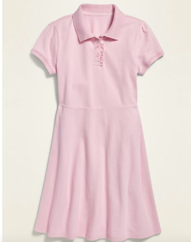 Pique-Knit Uniform Polo Short-Sleeve Dress